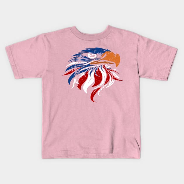 American Bald Eagle Flag Kids T-Shirt by Xeire